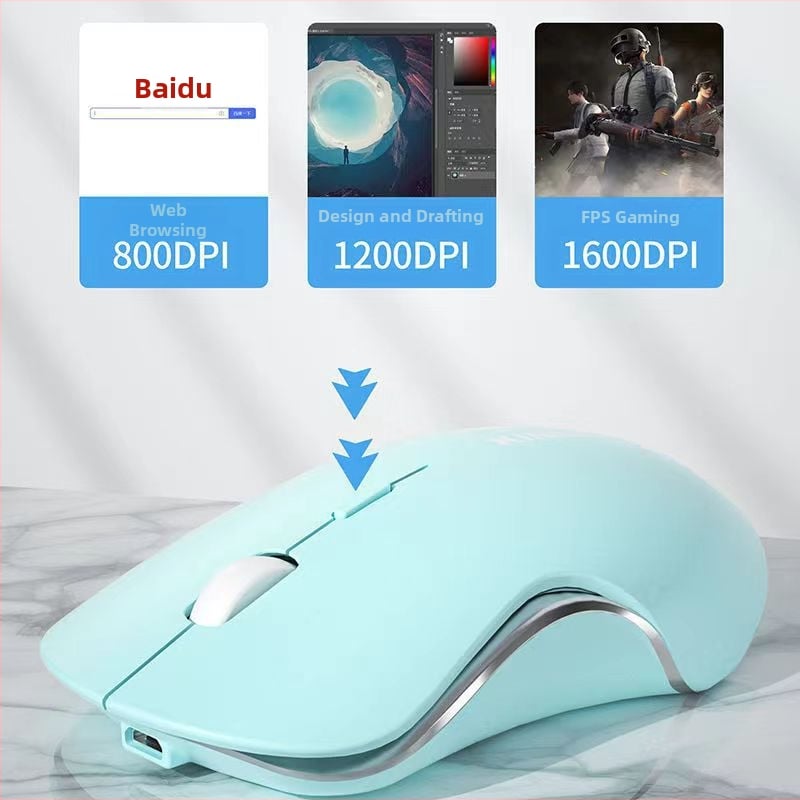Tichá bezdrôtová myš, dobíjateľná, Bluetooth a 2.4G dvojmódové pripojenie, farba Morandi Macaron, na hranie a do kancelárie