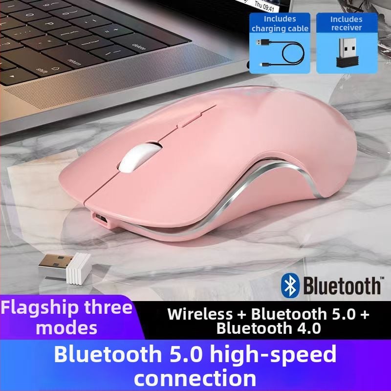 Tichá bezdrôtová myš, dobíjateľná, Bluetooth a 2.4G dvojmódové pripojenie, farba Morandi Macaron, na hranie a do kancelárie