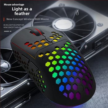 Geyes ľahká RGB bezdrôtová herná myš, 2.4G, nabíjateľná, 6 tlačidiel, 2400 DPI