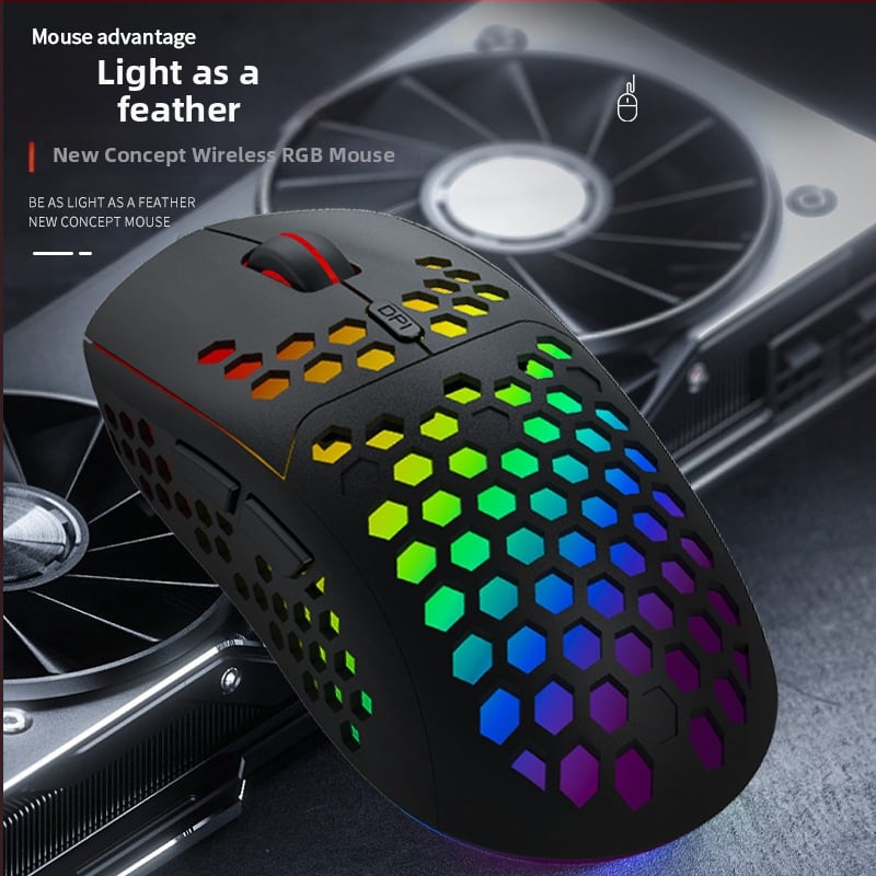 Geyes ľahká RGB bezdrôtová herná myš, 2.4G, nabíjateľná, 6 tlačidiel, 2400 DPI