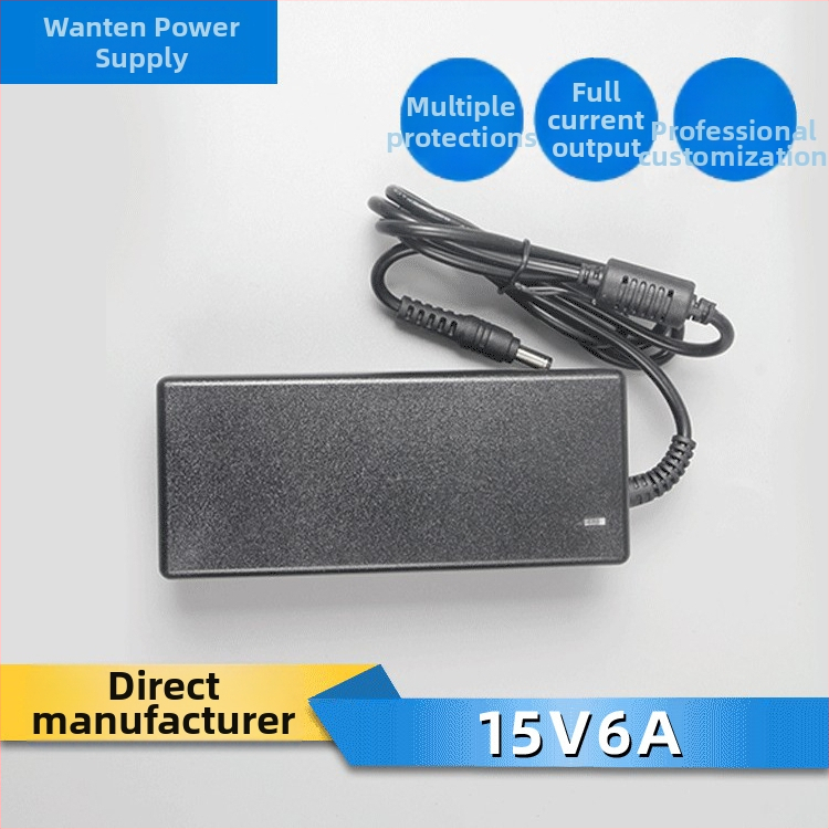 Napajanje 15V 6A 90W, prilagođeno vatrootporan dizajn, sve-u-jednom napajanje sa više stilova