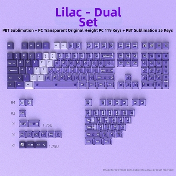 Fialový set krytov klávesov (malý kompletný set) PC+PBT dvojfarebné kryty klávesov - Pôvodná výška 154 kláves