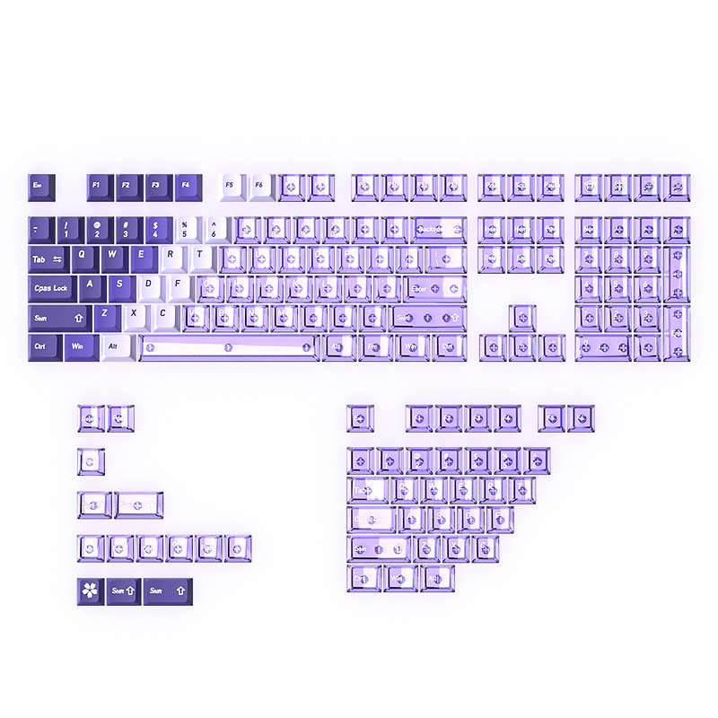 Ljilac set kapica tipkovnice (mali puni set) PC+PBT dvobojne kapice tipkovnice - Izvorna visina 154 tipki