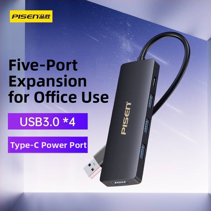 Pisen USB 3.0 4-portový napájaný hub pre notebook, adaptér pre USB flash disk a HDD