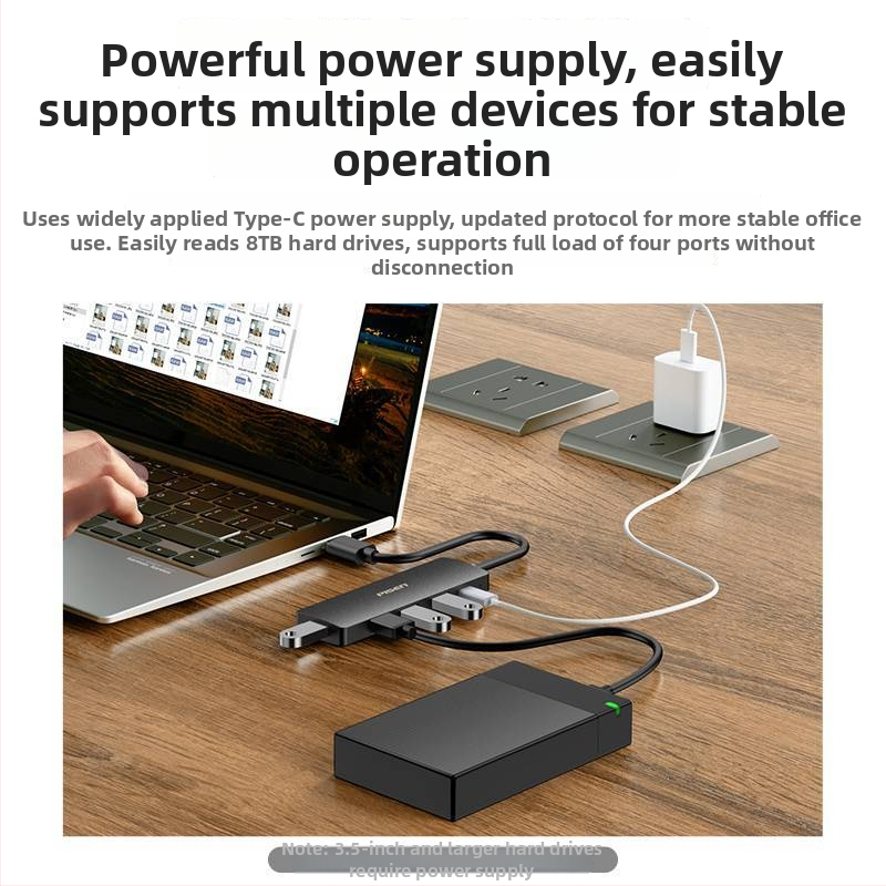 Pisen USB 3.0 4-portový napájaný hub pre notebook, adaptér pre USB flash disk a HDD