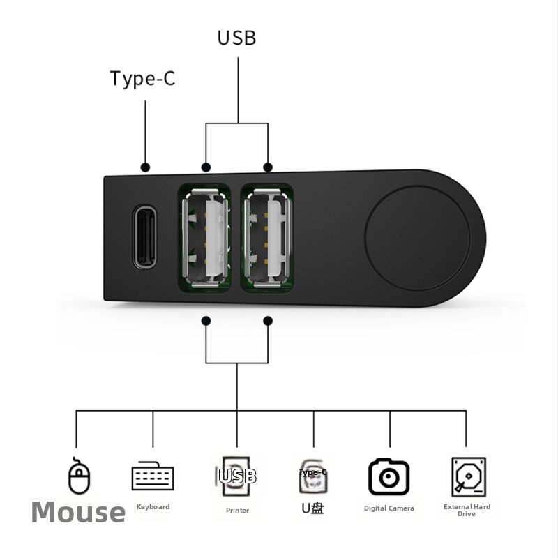 USB 2.0 trojportový hub s otáčacím dockingom pre notebooky – USB rozbočovač s viacerými rozhraniami