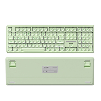Furycube IP108 tastatură membrană cu trei moduri: wireless, Bluetooth și cablată, pentru gaming și birou, design elegant, iluminare RGB
