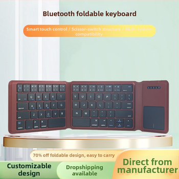 Bluetoothová klávesnica so skladajúcimi sa tromi časťami a touchpadom, dvojmódová, ľahká a tenká, prenášateľná kancelárska klávesnica pre počítače