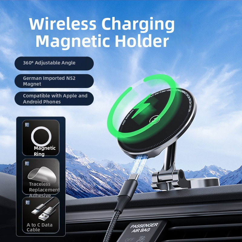 MagSafe magnetický skladací bezdrôtový nabíjač zo zinkovej zliatiny do auta – držiak na telefón