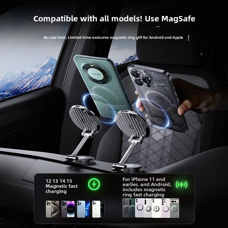 MagSafe magnetický skladací bezdrôtový nabíjač zo zinkovej zliatiny do auta – držiak na telefón