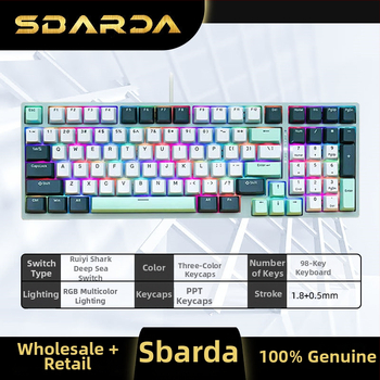 SBARDA Sparta Mechanická klávesnica pre Internet Café s vymeniteľnými magnetickými spínačmi, podsvietená, káblová, zaťažená počítačová klávesnica