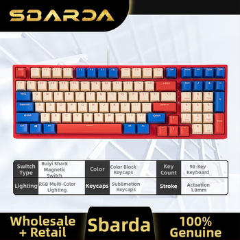 SBARDA Sparta Mechanická klávesnica pre Internet Café s vymeniteľnými magnetickými spínačmi, podsvietená, káblová, zaťažená počítačová klávesnica
