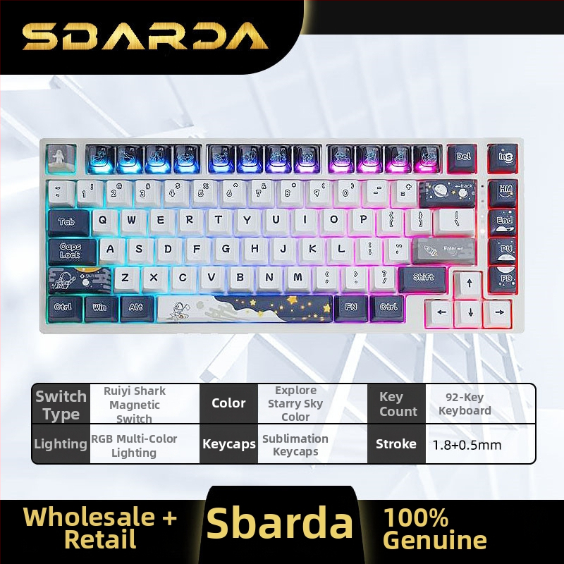 SBARDA Sparta Mechanická klávesnica pre Internet Café s vymeniteľnými magnetickými spínačmi, podsvietená, káblová, zaťažená počítačová klávesnica