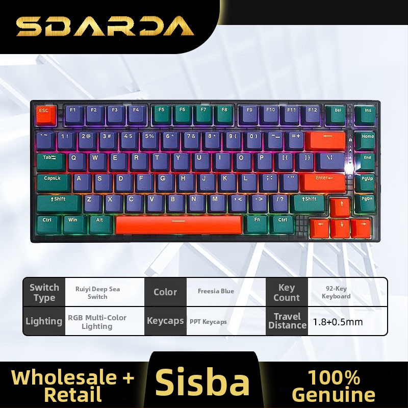 SBARDA Sparta Mechanická klávesnica pre Internet Café s vymeniteľnými magnetickými spínačmi, podsvietená, káblová, zaťažená počítačová klávesnica