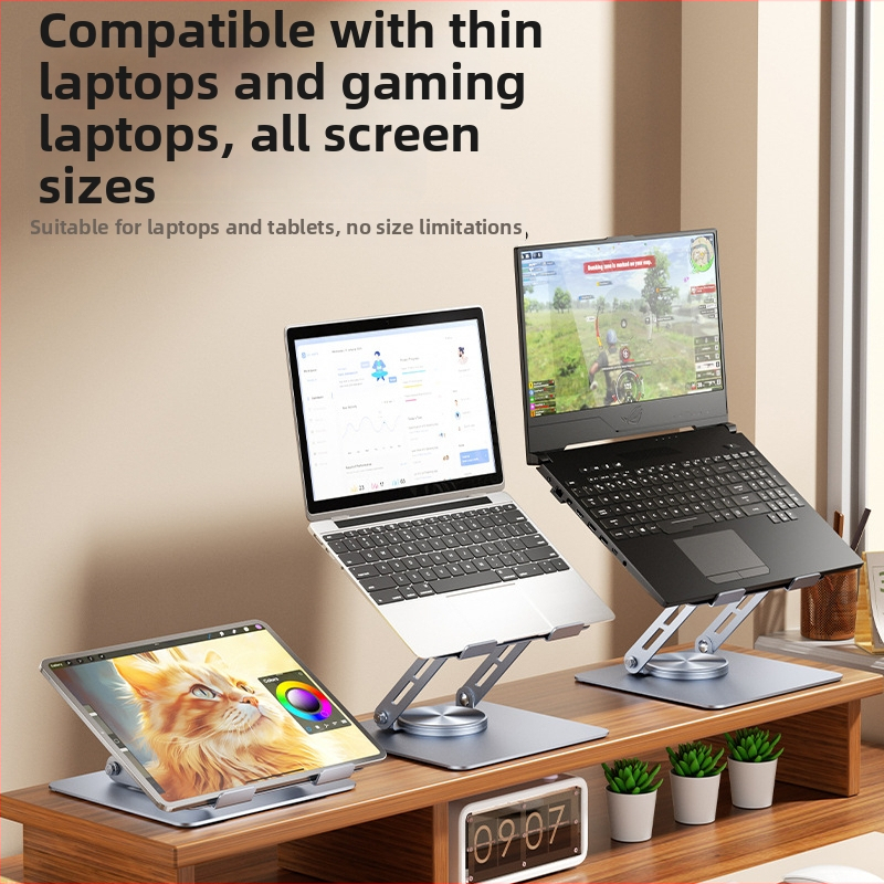 MAGICS Q21 Celokovový 360° otočný držiak na tablet a notebook s chladením, prenosný stolný stojan