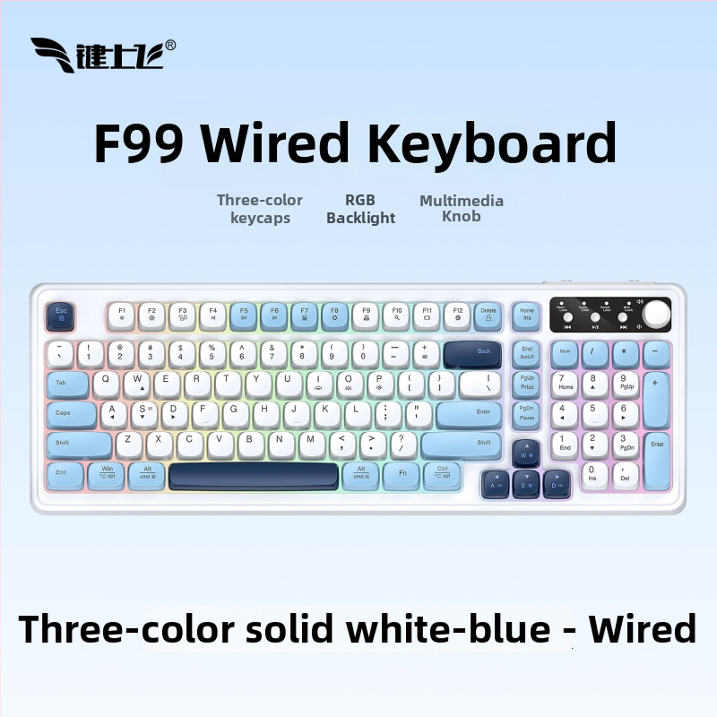 Bezdrôtová Bluetooth klávesnica s RGB podsvietením, tri režimy nabíjania, 88–98 kláves, guľaté transparentné farebné klávesy pre hry, kanceláriu a tablet