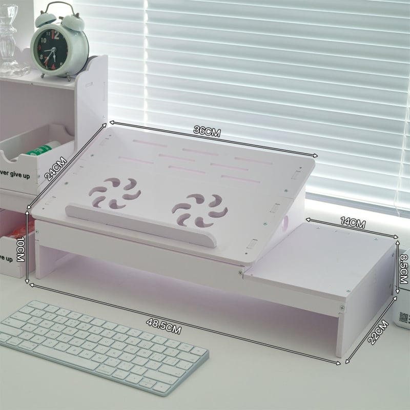 Suport pentru laptop cu două etaje și găuri de ventilație – organizator modern pentru birou