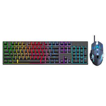 Tastatură mecanică cu fir, iluminare RGB, switch albastru, 104 taste, pentru jocuri și birou