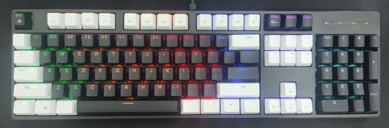 Tastatură mecanică cu fir, iluminare RGB, switch albastru, 104 taste, pentru jocuri și birou