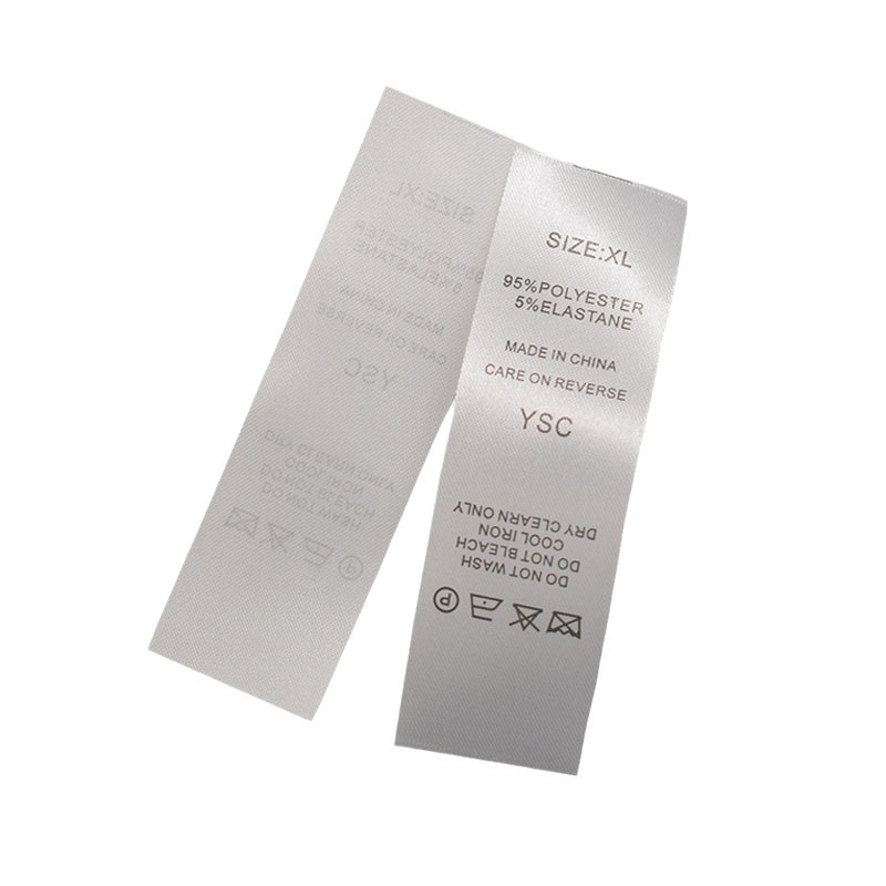 Személyre szabható mosási címke satin szalaghoz ruházathoz, alsóneműkhöz, törölközőkhöz és textilekhez