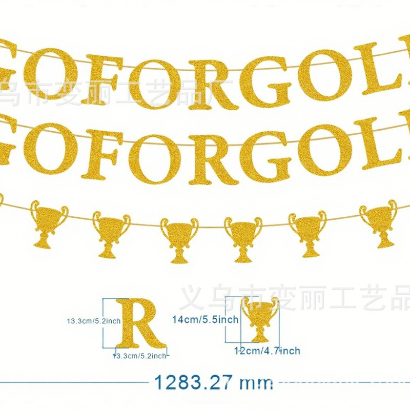 GO FOR GOLD natpis na buntingu, ogledno zlat PET karton