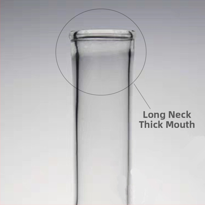 Sklenená fľaša s dlhým hrdlom a guľatým dnom, 250 ml / 500 ml / 1000 ml, ploché dno, borosilikátové sklo