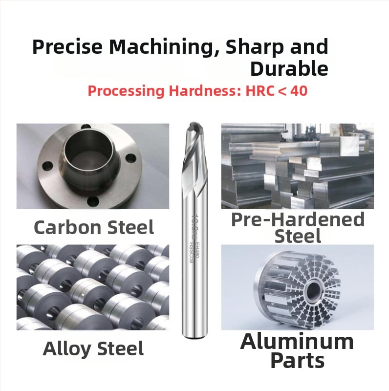 USG Ball Nose End Mill, M42 високоскоростна стомана с кобалт, EH480, Ball Cutter с две ръба, CNC инструмент, End Mill от бяла стомана, кръгла държач