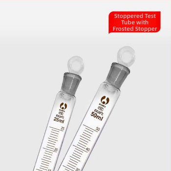 Sklenené graduované skúmavky so zátkou a centrifugačné skúmavky so zátkou, objemy 5 ml, 10 ml, 25 ml