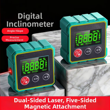 Inteligentný digitálny inklinometer s magnetickým päťuholníkovým puzdrom, dvojitý laser na meranie uhla a sklonu, vodováha