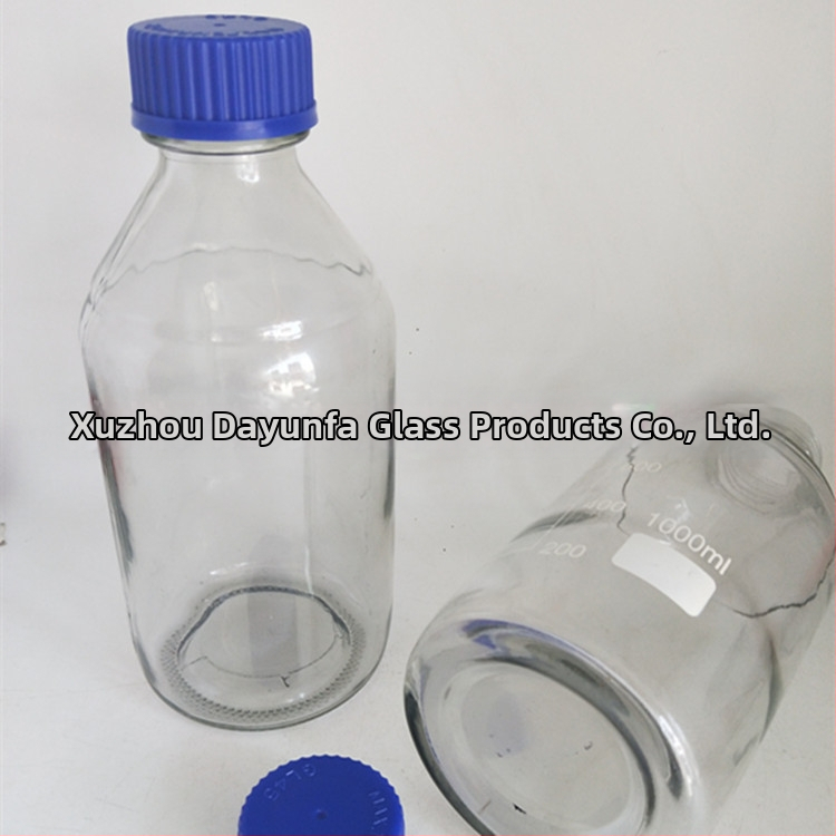 Sklenená fľaša na reagencie 1000 ml s modrým skrutkovacím uzáverom pre laboratórne odbery vzoriek