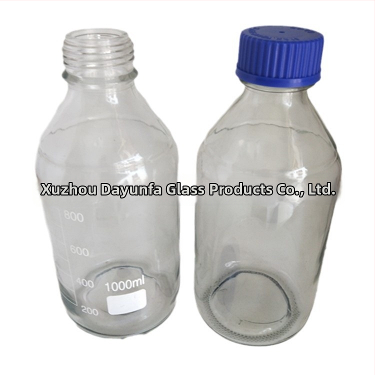 Sklenená fľaša na reagencie 1000 ml s modrým skrutkovacím uzáverom pre laboratórne odbery vzoriek