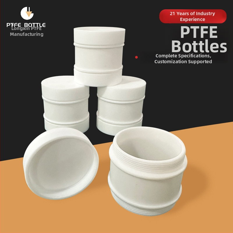 PTFE nádoba na reagenty s poklopom, uzavretá PTFE fľaša na experimenty, odolná voči vysokým teplotám pri kyselinách a zásadách