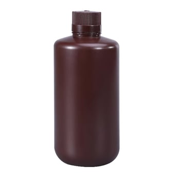 1000 ml barna HDPE műanyag palack fényvédett, magas hőállóságú sav- és lúgos kémiai reagensekhez