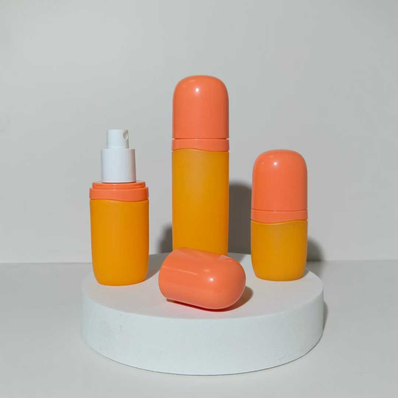 Narančasta PET plastična boca za sprej za fiksiranje make-upa, kapacitet 30/50/80 ml, hidratantna, s pumpom, ponovno napunjiva