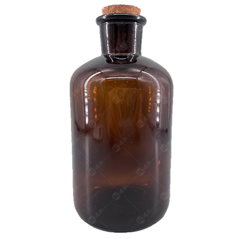 Jantarna staklena boca za aromaterapiju s plutenim čepom, kapacitet 125–1000 ml, 500 ml, širokim otvorom, otporna na svjetlo