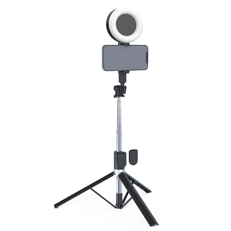 BT11 Bluetooth selfie stick με τρίποδο δαπέδου 1,7 μ για smartphones — πολυλειτουργικό τηλεχειριστήριο, αντι‑κραδασμός και φωτισμός