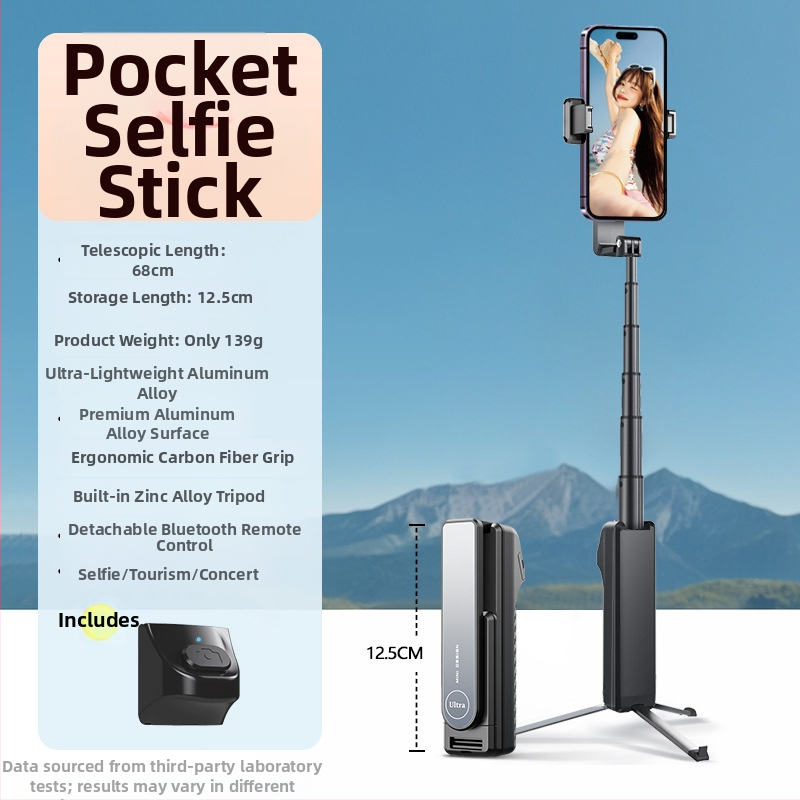 Mini selfie tyč s Bluetooth diaľkovým ovládaním – prenosný držiak na telefón, stabilizátor pre vonkajšie prenosy
