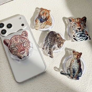Magnetska držač za telefon s leopard printom u karikaturi, zračni jastučić, teleskopški stolni nosač za livestream