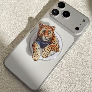 Magnetska držač za telefon s leopard printom u karikaturi, zračni jastučić, teleskopški stolni nosač za livestream
