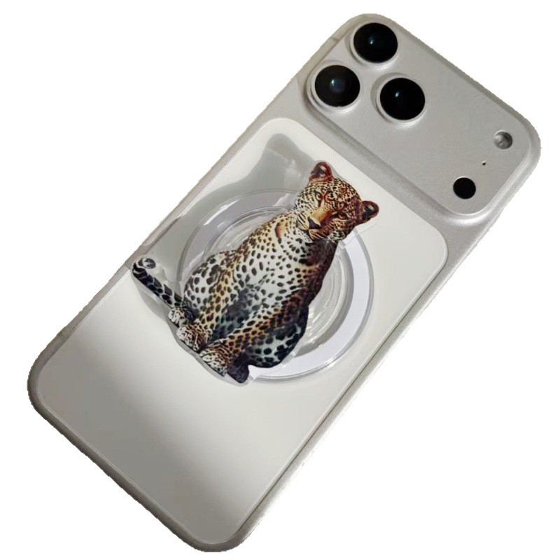Magnetska držač za telefon s leopard printom u karikaturi, zračni jastučić, teleskopški stolni nosač za livestream