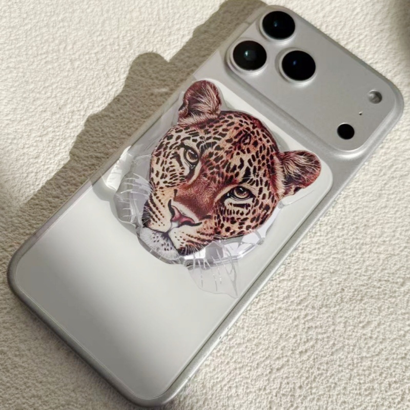 Magnetska držač za telefon s leopard printom u karikaturi, zračni jastučić, teleskopški stolni nosač za livestream