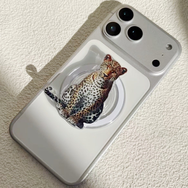 Magnetska držač za telefon s leopard printom u karikaturi, zračni jastučić, teleskopški stolni nosač za livestream