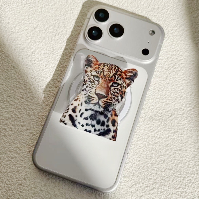 Magnetska držač za telefon s leopard printom u karikaturi, zračni jastučić, teleskopški stolni nosač za livestream