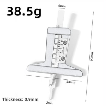 Merný vernier na hĺbku dezénu pneumatiky, malý merací nástroj, T-typ kaliper