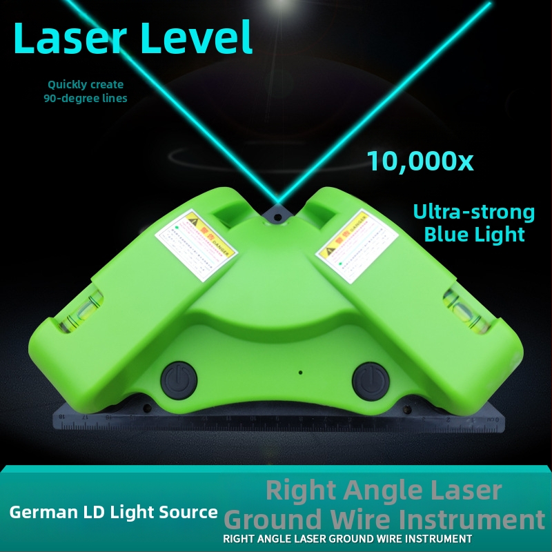 Laserový nivel pre pokládku podláh so 90° pravým uhlom, vysoká presnosť, multifunkčný nivel so zeleným a modrým laserom