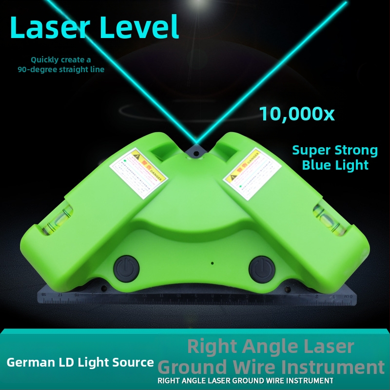 Laserový nivel pre pokládku podláh so 90° pravým uhlom, vysoká presnosť, multifunkčný nivel so zeleným a modrým laserom