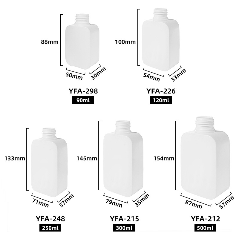 Sanle testreszabott HDPE műanyag palackok, négyszögletes formájú, 60–500 ml, csomagolás személyes ápoláshoz és háziállat fürdető gélhez
