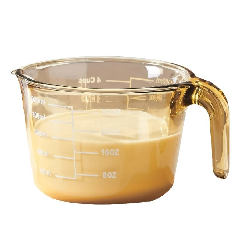 Staklena kućna mjerna posuda s graduacijom, mikrotalasno sigurna, s ručkom, velikog kapaciteta, visoke prehrambene kvalitete, za pečenje