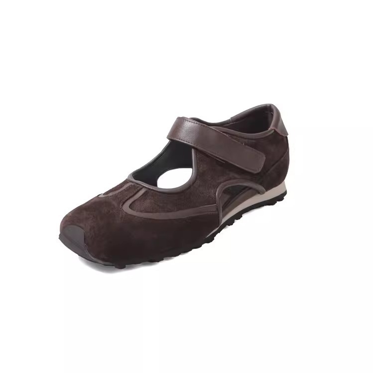 Γυναικείες Mary Jane με Velcro, χρωματικά block, αθλητικό–casual στυλ, άνοιξη 2026, σουέντ επάνω, στρογγυλή μύτη, καουτσούκ σόλα