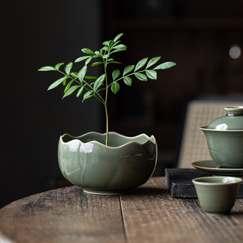 Set Yue Kiln Celadon čajna ceremonija – posuda za pranje čaja, vodeni bazen i staklenka za ostatke čaja